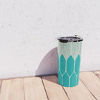 Minimalist Geometric Long Honeycomb Two-Toned Pattern in Turquoise Aqua Teal Travel Mug Gallery Image 4