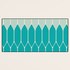 Minimalist Geometric Long Honeycomb Two-Toned Pattern in Turquoise Aqua Teal Desk Mat Gallery Image 3
