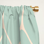 Minimalist Geometric Long Honeycomb Two-Toned Pattern in Turquoise Aqua Teal Window Curtain Gallery Image 2