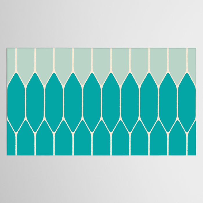 Minimalist Geometric Long Honeycomb Two-Toned Pattern in Turquoise Aqua Teal Tablecloth Gallery Image 2