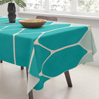 Minimalist Geometric Long Honeycomb Two-Toned Pattern in Turquoise Aqua Teal Tablecloth Gallery Image 3