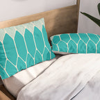 Minimalist Geometric Long Honeycomb Two-Toned Pattern in Turquoise Aqua Teal Pillow Sham Gallery Image 2