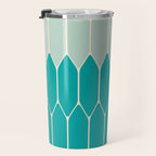 Minimalist Geometric Long Honeycomb Two-Toned Pattern in Turquoise Aqua Teal Travel Mug Gallery Image 3