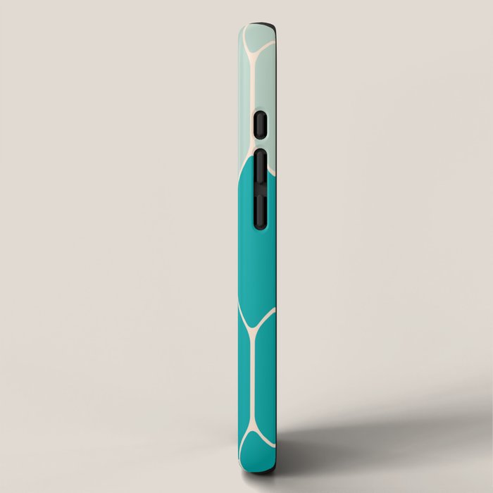 Minimalist Geometric Long Honeycomb Two-Toned Pattern in Turquoise Aqua Teal iPhone Case Gallery Image 2