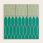 Minimalist Geometric Long Honeycomb Two-Toned Pattern in Turquoise Aqua Teal Wood Wall Art Gallery Image 1