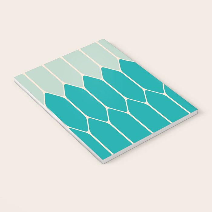Minimalist Geometric Long Honeycomb Two-Toned Pattern in Turquoise Aqua Teal Notebook Gallery Image 3