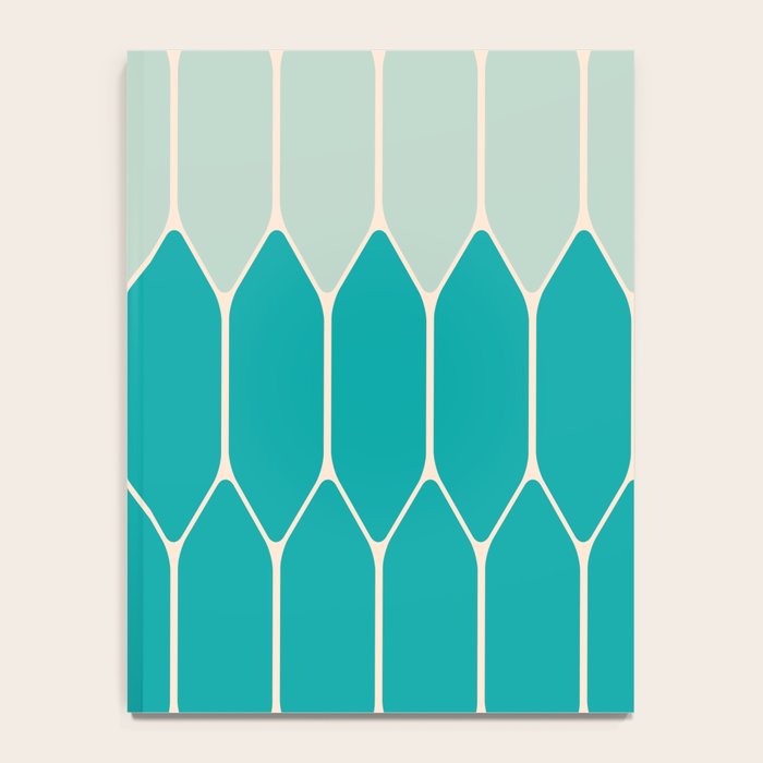 Minimalist Geometric Long Honeycomb Two-Toned Pattern in Turquoise Aqua Teal Notebook Gallery Image 4