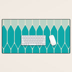 Minimalist Geometric Long Honeycomb Two-Toned Pattern in Turquoise Aqua Teal Desk Mat Gallery Image 1