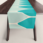 Minimalist Geometric Long Honeycomb Two-Toned Pattern in Turquoise Aqua Teal Table Runner Gallery Image 1