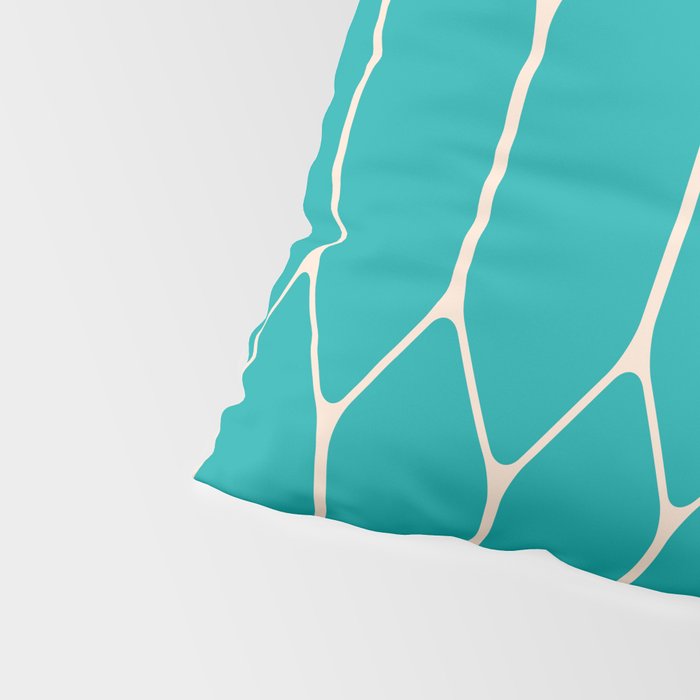 Minimalist Geometric Long Honeycomb Two-Toned Pattern in Turquoise Aqua Teal Pillow Sham Gallery Image 4