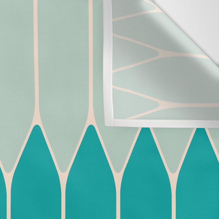 Minimalist Geometric Long Honeycomb Two-Toned Pattern in Turquoise Aqua Teal Wall Tapestry Gallery Image 3