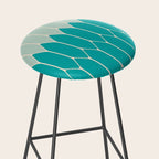 Minimalist Geometric Long Honeycomb Two-Toned Pattern in Turquoise Aqua Teal Stool Gallery Image 2