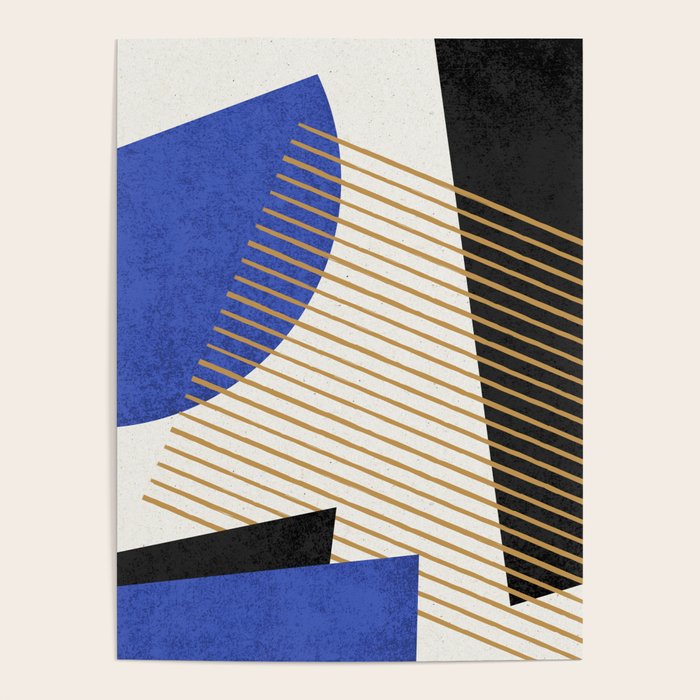 Stripes Circle Geometric Abstract Pattern 1 - Navy Blue Black Poster Gallery Image 1