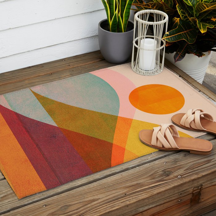 Abstraction_SUNSET_LANDSCAPE_POP_ART_Minimalism_018X Outdoor Rug Gallery Image 2