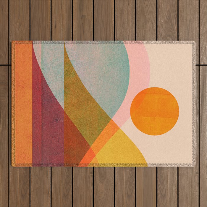 Abstraction_SUNSET_LANDSCAPE_POP_ART_Minimalism_018X Outdoor Rug Gallery Image 1