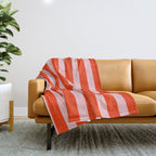 Vertical Stripes Bold Fun Basic Pattern in Orange and Pink Throw Blanket Gallery Image 1