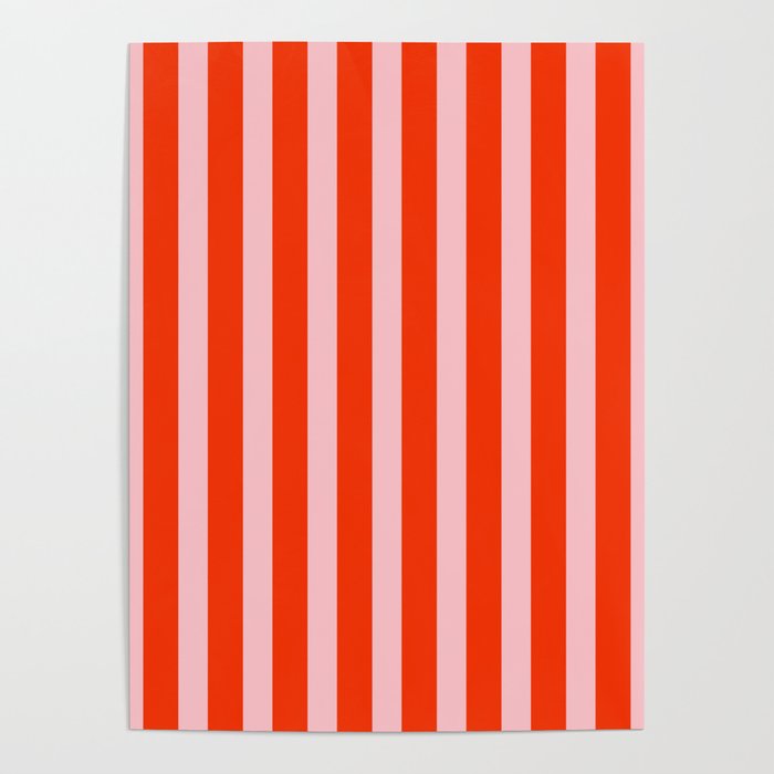 Vertical Stripes Bold Fun Basic Pattern in Orange and Pink Poster Gallery Image 1