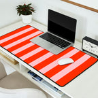 Vertical Stripes Bold Fun Basic Pattern in Orange and Pink Desk Mat Gallery Image 2