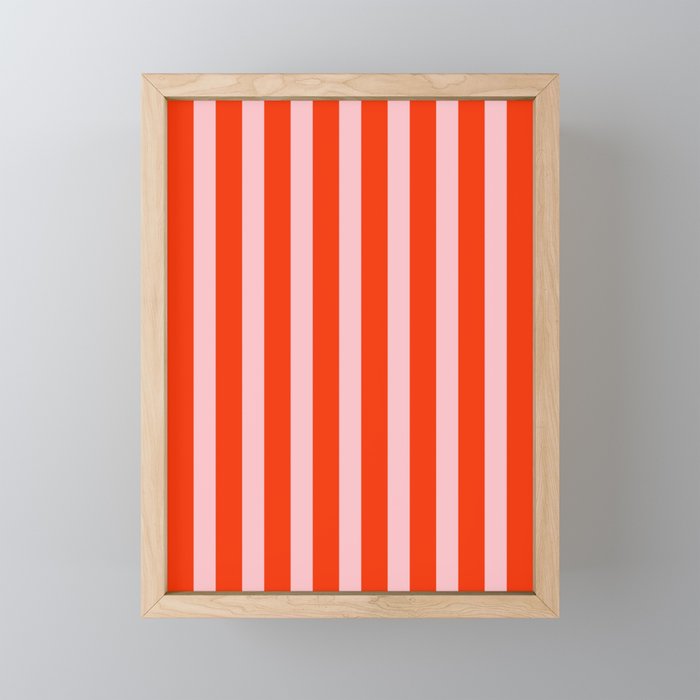 Vertical Stripes Bold Fun Basic Pattern in Orange and Pink Mini Art Print Gallery Image 1