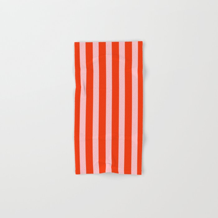 Vertical Stripes Bold Fun Basic Pattern in Orange and Pink Bath Towel Gallery Image 1