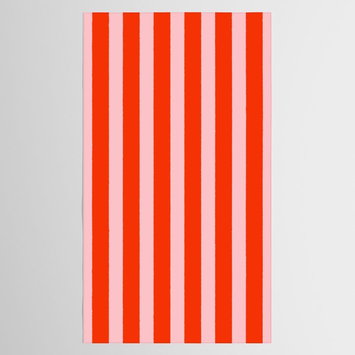 Vertical Stripes Bold Fun Basic Pattern in Orange and Pink Tablecloth Gallery Image 2
