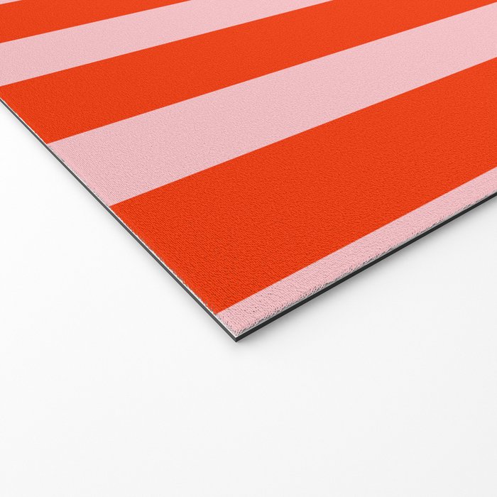 Vertical Stripes Bold Fun Basic Pattern in Orange and Pink Welcome Mat Gallery Image 2
