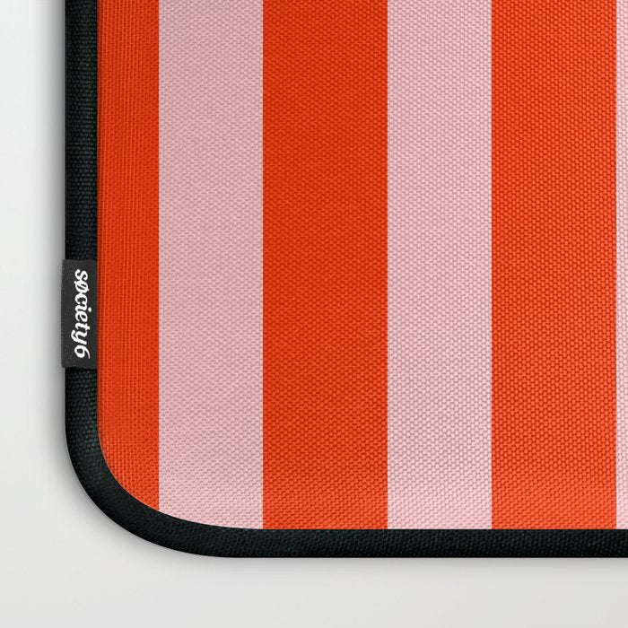 Vertical Stripes Bold Fun Basic Pattern in Orange and Pink Laptop Sleeve Gallery Image 3