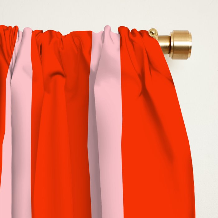 Vertical Stripes Bold Fun Basic Pattern in Orange and Pink Window Curtain Gallery Image 2