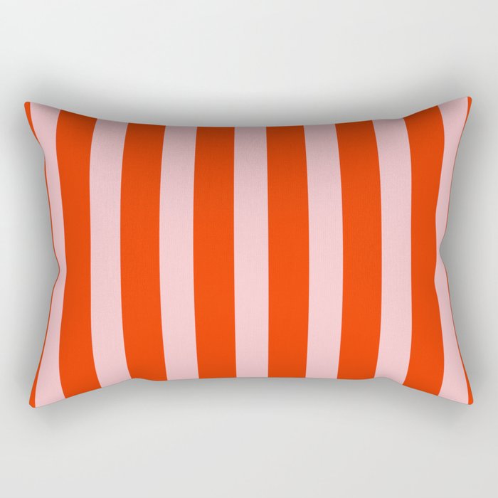 Vertical Stripes Bold Fun Basic Pattern in Orange and Pink Rectangular Pillow Gallery Image 1