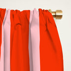 Vertical Stripes Bold Fun Basic Pattern in Orange and Pink Window Curtain Gallery Image 2