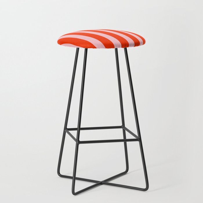 Vertical Stripes Bold Fun Basic Pattern in Orange and Pink Stool Gallery Image 1