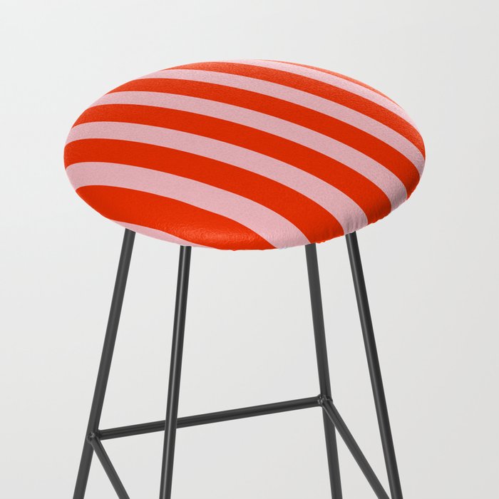 Vertical Stripes Bold Fun Basic Pattern in Orange and Pink Stool Gallery Image 2