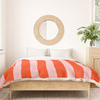 Vertical Stripes Bold Fun Basic Pattern in Orange and Pink Duvet Cover Gallery Image 3