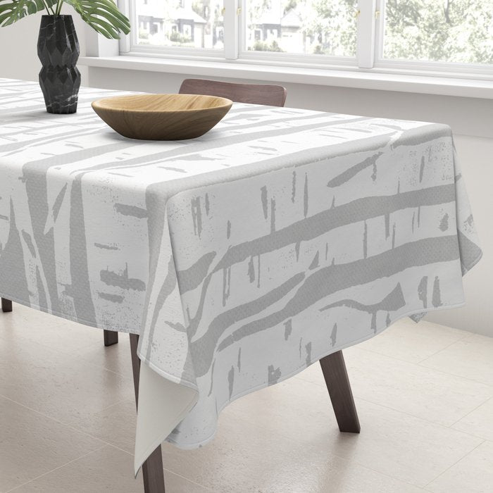Woodcut Birches Grey Tablecloth Gallery Image 3