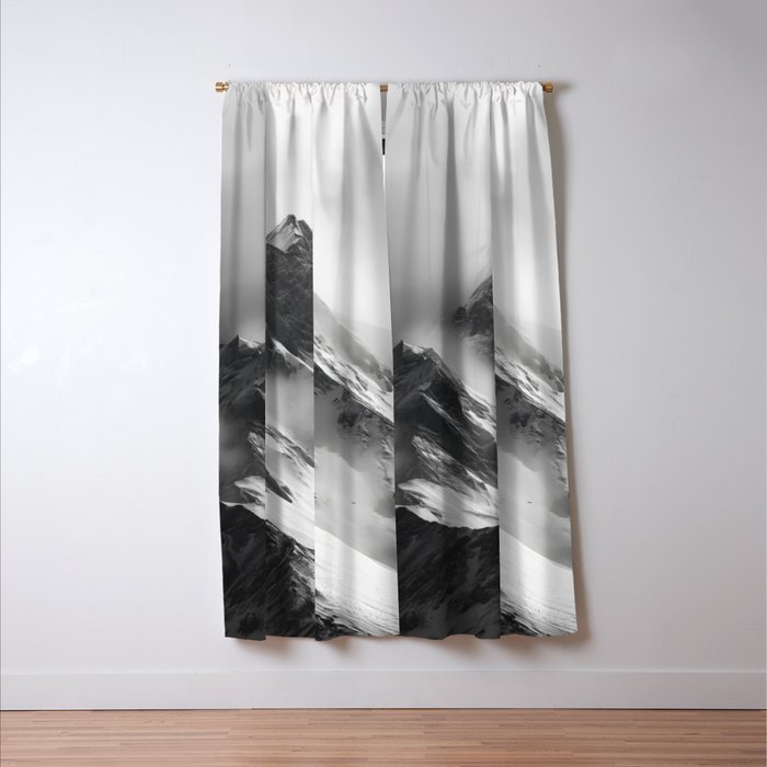 Alpine Silence - Minimalist Snowy Peak Wall Art Window Curtain Gallery Image 3