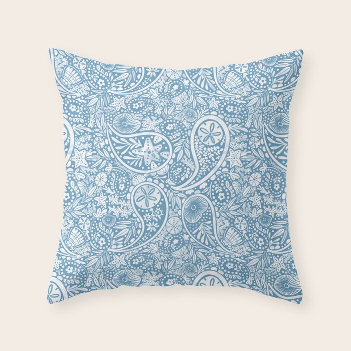 Oceanic Paisley Charm Throw Pillow Gallery Image 1