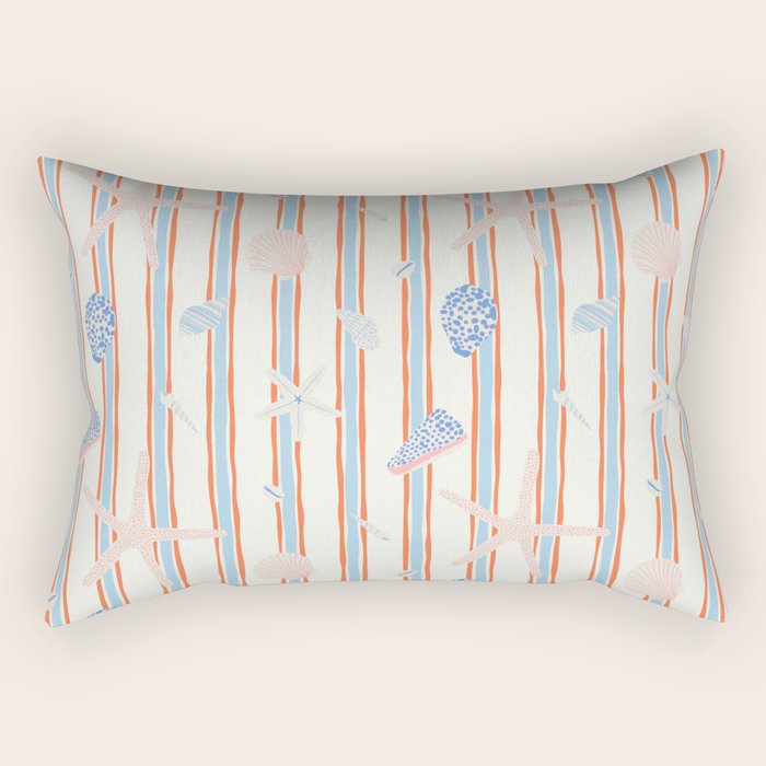 Vintage marine sea shell summer art pattern Rectangular Pillow Gallery Image 2