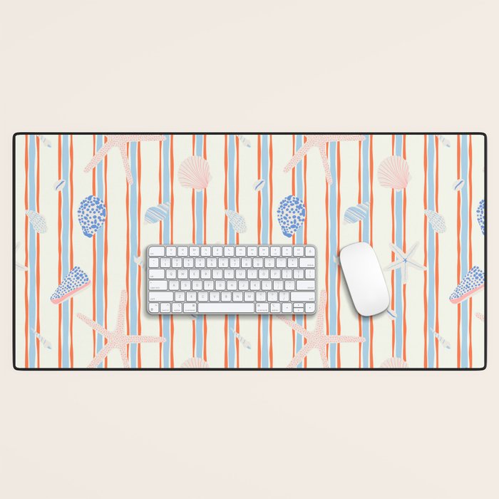 Vintage marine sea shell summer art pattern Desk Mat Gallery Image 1