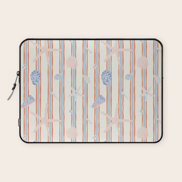 Vintage marine sea shell summer art pattern Laptop Sleeve Gallery Image 1