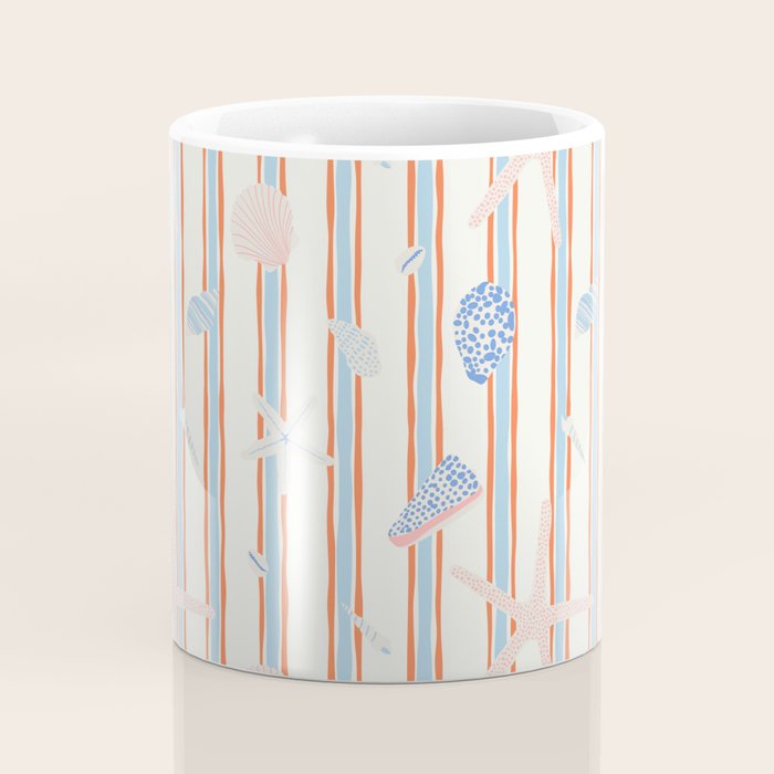 Vintage marine sea shell summer art pattern Coffee Mug Gallery Image 4