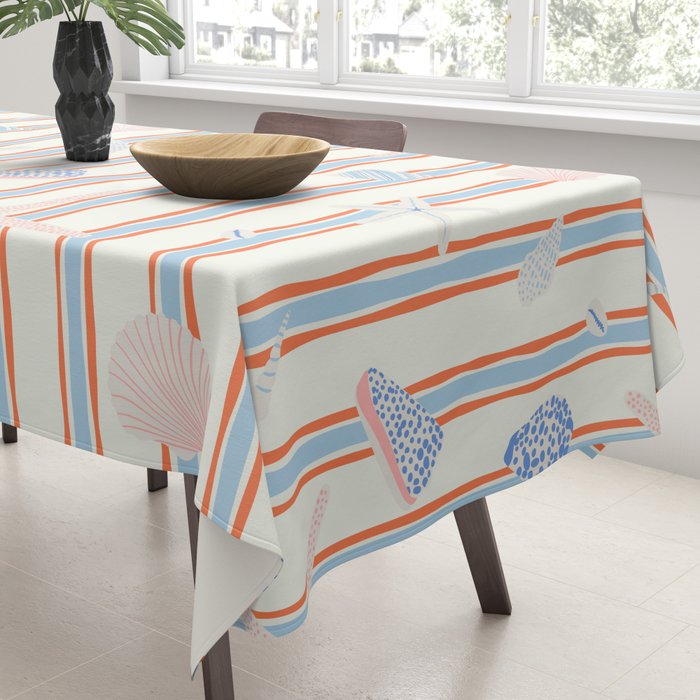 Vintage marine sea shell summer art pattern Tablecloth Gallery Image 3