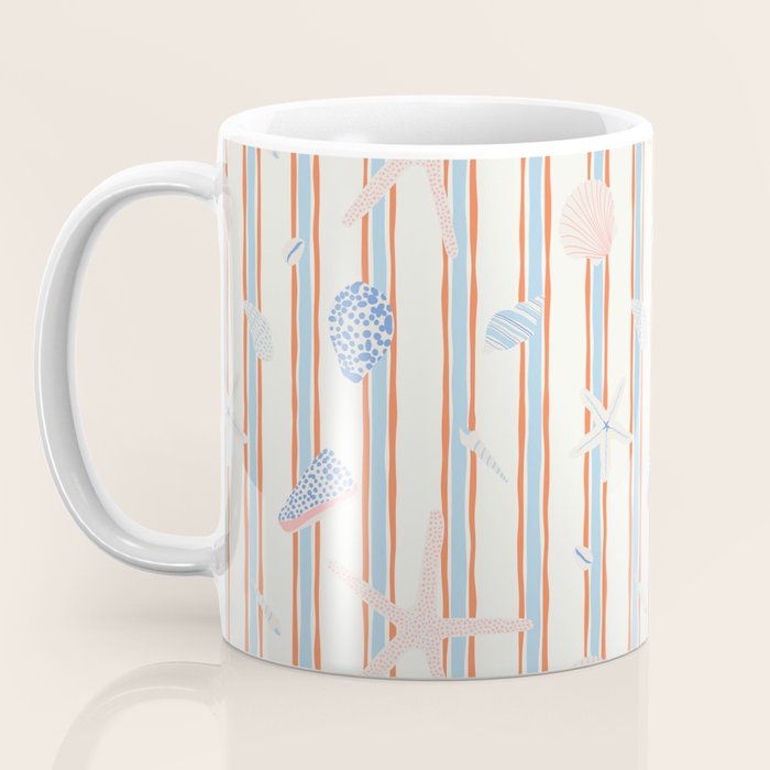 Vintage marine sea shell summer art pattern Coffee Mug Gallery Image 3