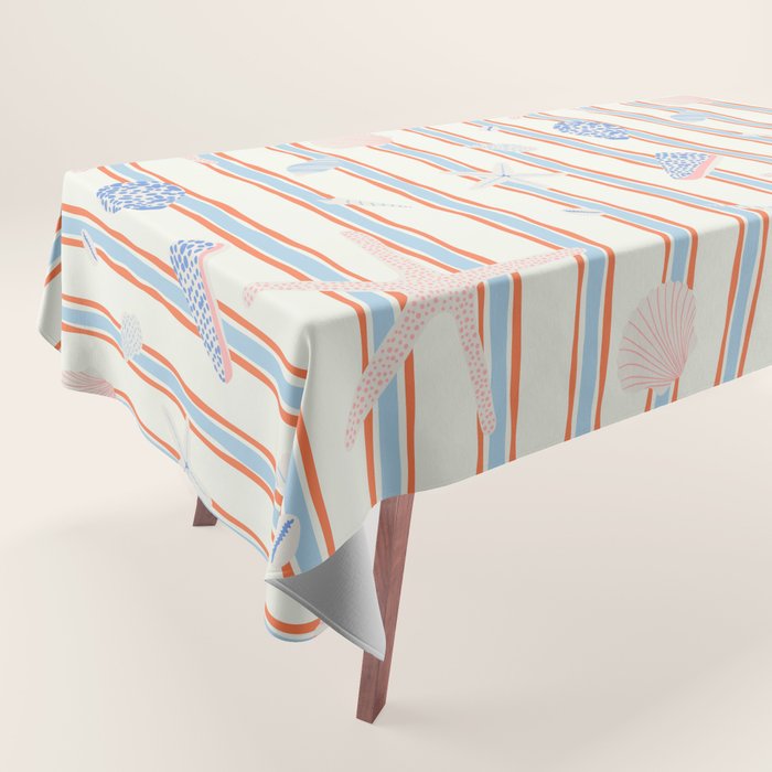 Vintage marine sea shell summer art pattern Tablecloth Gallery Image 1