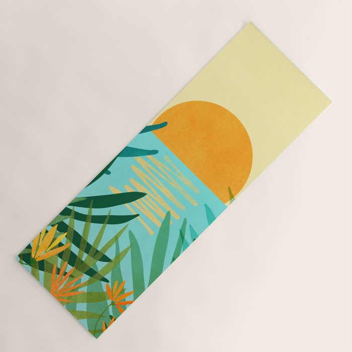 Tropical Ocean View Landscape Illustration Yoga Mat Gallery Image 1