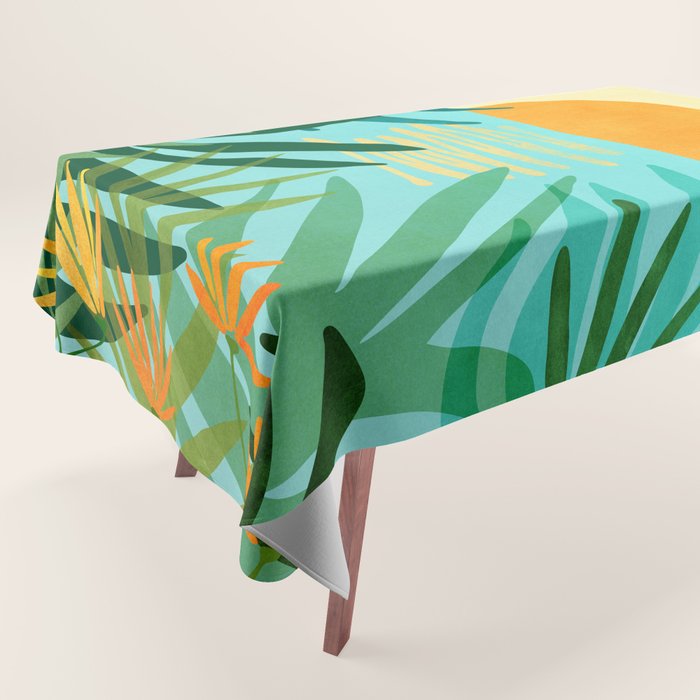Tropical Ocean View Landscape Illustration Tablecloth Gallery Image 1