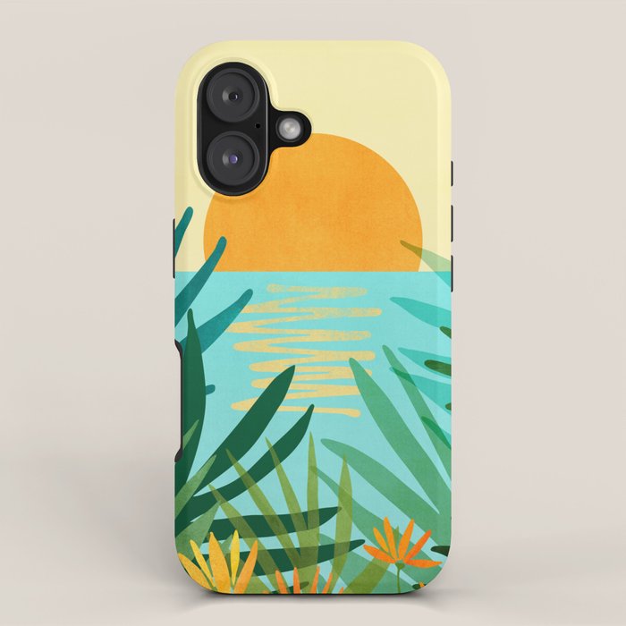Tropical Ocean View Landscape Illustration iPhone Case Gallery Image 1