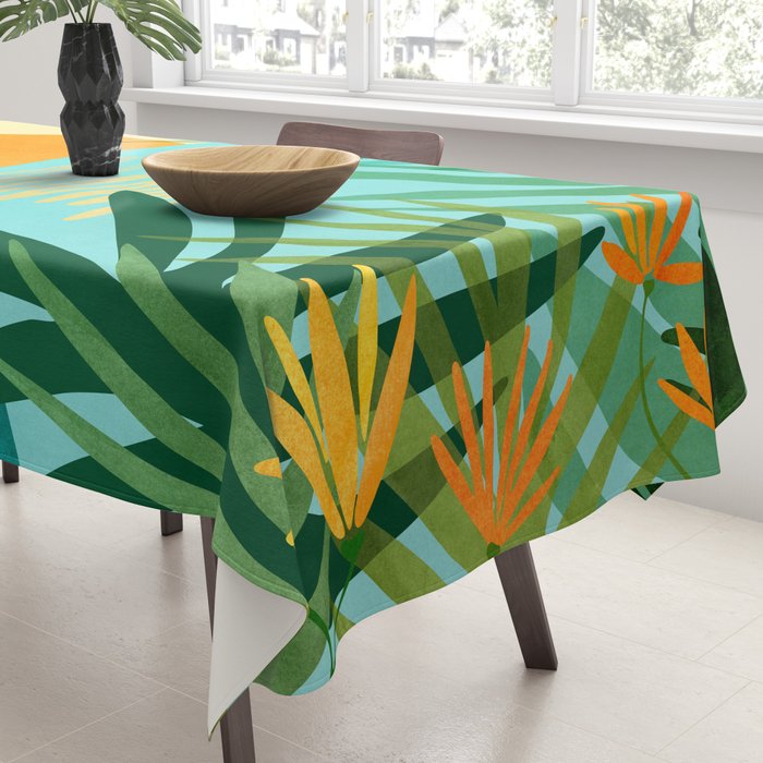Tropical Ocean View Landscape Illustration Tablecloth Gallery Image 3
