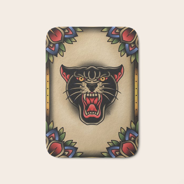 Traditional Tattoo Panther  Bath Mat Gallery Image 1
