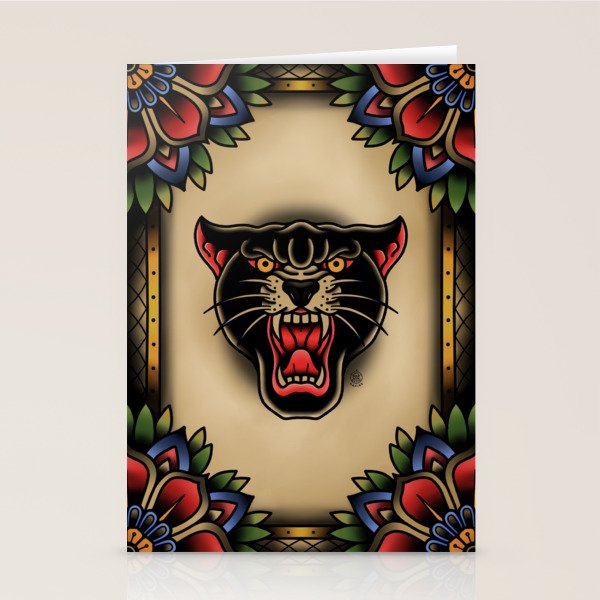 Traditional Tattoo Panther  Stationery Card Gallery Image 2
