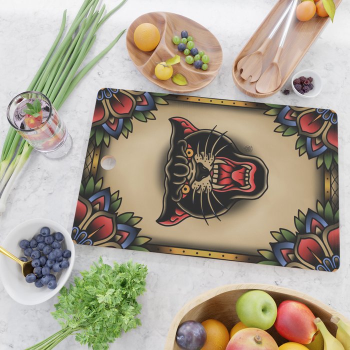 Traditional Tattoo Panther  Cutting Board Gallery Image 2